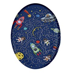 Cat-cosmos-cosmonaut-rocket Oval Glass Fridge Magnet (4 Pack)