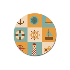 Nautical-elements-collection Magnet 3  (round) by Wav3s