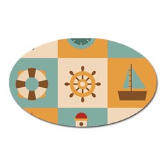 Nautical-elements-collection Oval Magnet by Wav3s