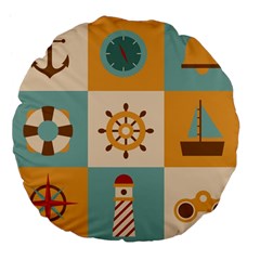 Nautical-elements-collection Large 18  Premium Flano Round Cushions by Wav3s