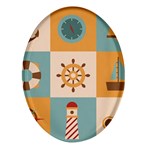 Nautical-elements-collection Oval Glass Fridge Magnet (4 pack) Front