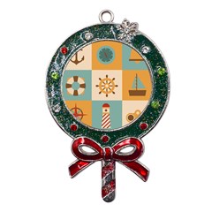 Nautical-elements-collection Metal X mas Lollipop With Crystal Ornament by Wav3s