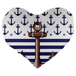 Anchor-background-design Large 19  Premium Flano Heart Shape Cushions Back