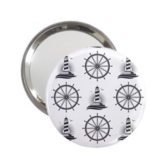 Marine-nautical-seamless-pattern-with-vintage-lighthouse-wheel 2 25  Handbag Mirrors by Wav3s