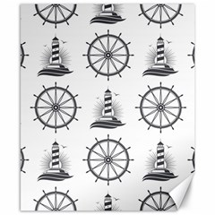 Marine-nautical-seamless-pattern-with-vintage-lighthouse-wheel Canvas 8  X 10  by Wav3s