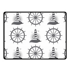 Marine-nautical-seamless-pattern-with-vintage-lighthouse-wheel Fleece Blanket (small) by Wav3s