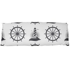 Marine-nautical-seamless-pattern-with-vintage-lighthouse-wheel Body Pillow Case (dakimakura) by Wav3s