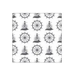 Marine-nautical-seamless-pattern-with-vintage-lighthouse-wheel Satin Bandana Scarf 22  X 22  by Wav3s