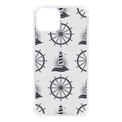 Marine-nautical-seamless-pattern-with-vintage-lighthouse-wheel Iphone 13 Tpu Uv Print Case by Wav3s