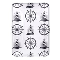 Marine-nautical-seamless-pattern-with-vintage-lighthouse-wheel Rectangular Glass Fridge Magnet (4 Pack) by Wav3s