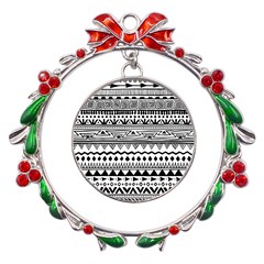 Boho-style-pattern Metal X mas Wreath Ribbon Ornament by Wav3s