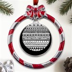 Boho-style-pattern Metal Red Ribbon Round Ornament Front