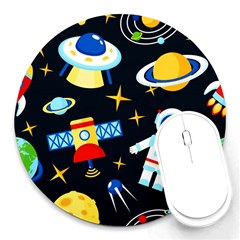 Space Seamless Pattern Round Mousepad by Wav3s