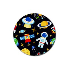 Space Seamless Pattern Rubber Coaster (round)