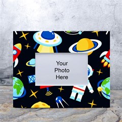 Space Seamless Pattern White Tabletop Photo Frame 4 x6  by Wav3s