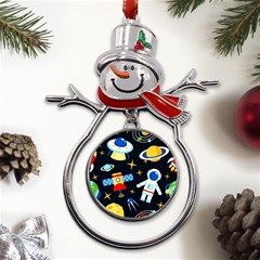 Space Seamless Pattern Metal Snowman Ornament