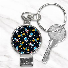 Seamless-adventure-space-vector-pattern-background Nail Clippers Key Chain by Wav3s