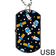 Seamless-adventure-space-vector-pattern-background Dog Tag Usb Flash (one Side) by Wav3s