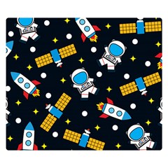 Seamless-adventure-space-vector-pattern-background Two Sides Premium Plush Fleece Blanket (small) by Wav3s