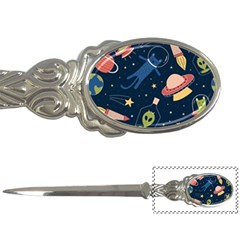 Seamless-pattern-with-funny-aliens-cat-galaxy Letter Opener by Wav3s