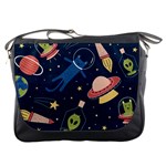 Seamless-pattern-with-funny-aliens-cat-galaxy Messenger Bag Front