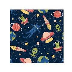 Seamless-pattern-with-funny-aliens-cat-galaxy Square Satin Scarf (30  X 30 ) by Wav3s