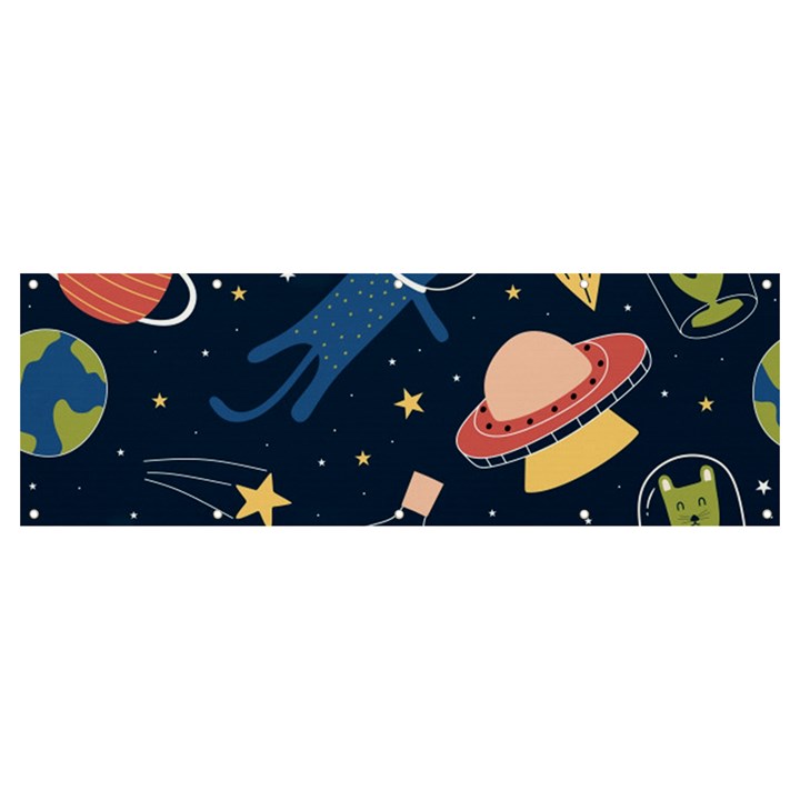 Seamless-pattern-with-funny-aliens-cat-galaxy Banner and Sign 12  x 4 