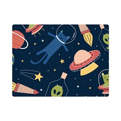 Seamless-pattern-with-funny-aliens-cat-galaxy Premium Plush Fleece Blanket (mini) by Wav3s