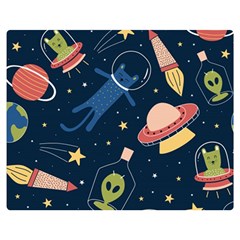 Seamless-pattern-with-funny-aliens-cat-galaxy Premium Plush Fleece Blanket (medium) by Wav3s