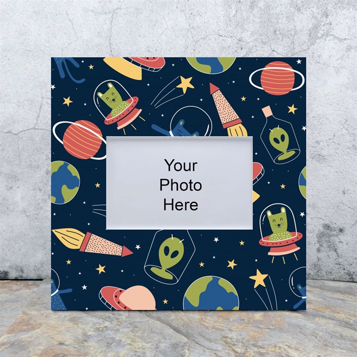 Seamless-pattern-with-funny-aliens-cat-galaxy White Box Photo Frame 4  x 6 