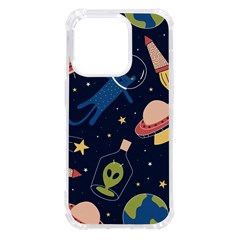 Seamless-pattern-with-funny-aliens-cat-galaxy Iphone 14 Pro Tpu Uv Print Case by Wav3s