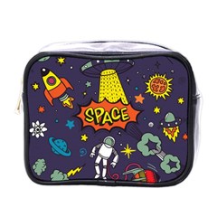 Vector Flat Space Design Background With Text Mini Toiletries Bag (one Side)