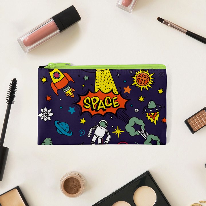 Vector Flat Space Design Background With Text Cosmetic Bag (XS)