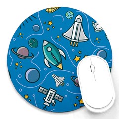 About-space-seamless-pattern Round Mousepad by Wav3s