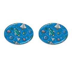 About-space-seamless-pattern Cufflinks (oval) by Wav3s