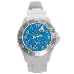 About-space-seamless-pattern Round Plastic Sport Watch (l) by Wav3s