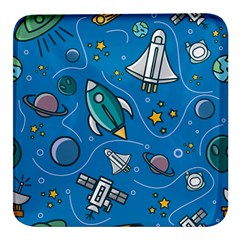 About-space-seamless-pattern Square Glass Fridge Magnet (4 Pack)