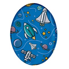 About-space-seamless-pattern Oval Glass Fridge Magnet (4 Pack)