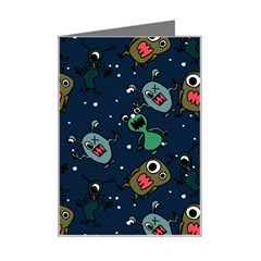 Monster-alien-pattern-seamless-background Mini Greeting Card by Wav3s