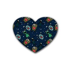 Monster-alien-pattern-seamless-background Rubber Coaster (heart) by Wav3s