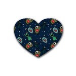 Monster-alien-pattern-seamless-background Rubber Heart Coaster (4 pack) Front