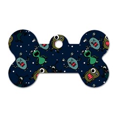 Monster-alien-pattern-seamless-background Dog Tag Bone (one Side) by Wav3s