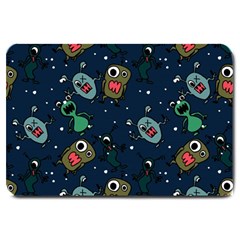 Monster-alien-pattern-seamless-background Large Doormat by Wav3s