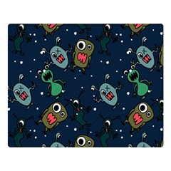 Monster-alien-pattern-seamless-background Premium Plush Fleece Blanket (large) by Wav3s