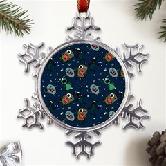 Monster-alien-pattern-seamless-background Metal Large Snowflake Ornament