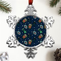 Monster-alien-pattern-seamless-background Metal Small Snowflake Ornament by Wav3s