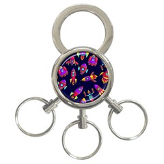 Space-patterns 3-ring Key Chain by Wav3s