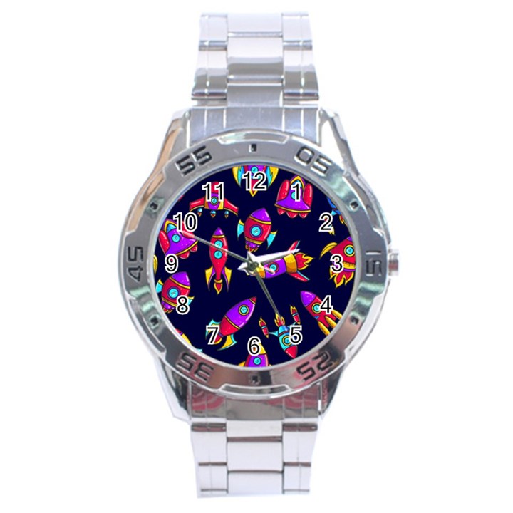 Space-patterns Stainless Steel Analogue Watch