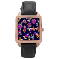 Space-patterns Rose Gold Leather Watch 