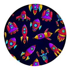 Space-patterns Round Glass Fridge Magnet (4 Pack)